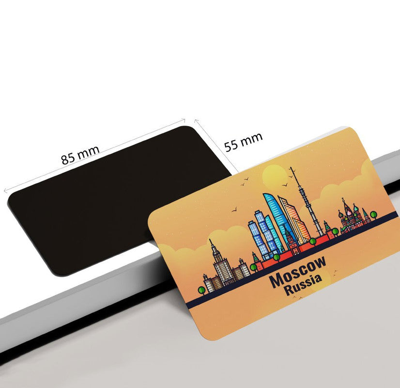 dhcrafts Rectangular Rubber Fridge Magnet / Magnetic Card Orange Russia Moscow Design Pack of 1 (8.6cm x 5.4cm)